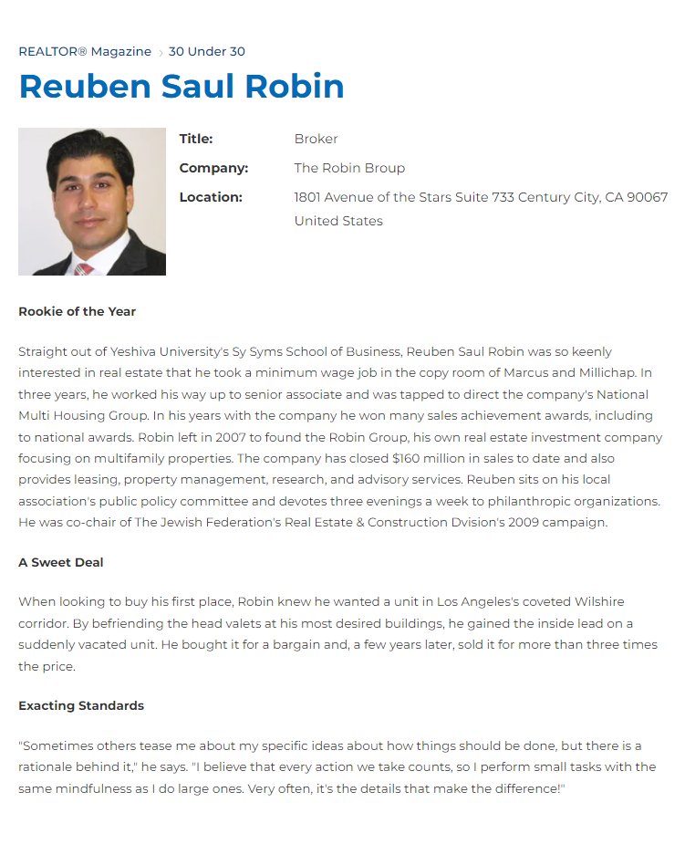 Reuben Robin - Realtor Magazine - 30 Under 30